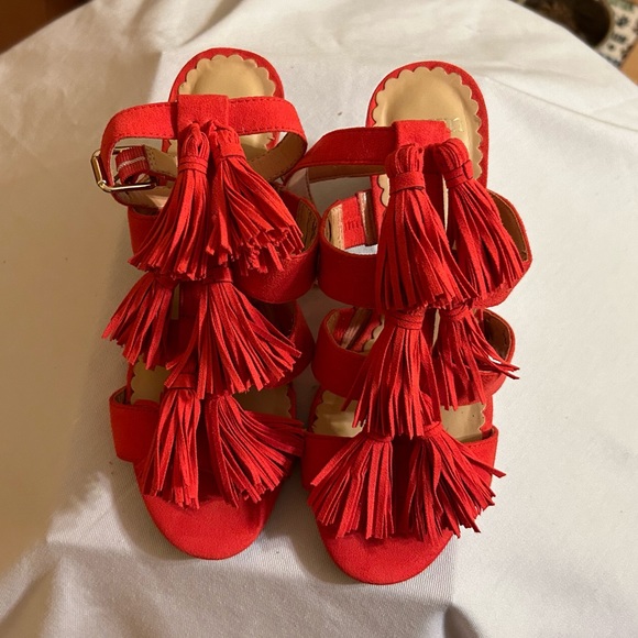Pre-Owned Coral Color Size 6 Medium,Crown & Ivy Tassel Heel - Picture 7 of 9